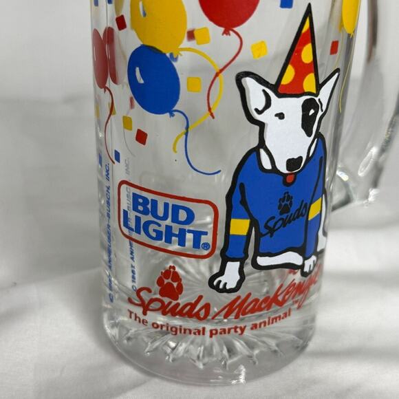 Bud Light Spuds MacKenzie Party Animal Beer Mug Stein 1980s Barware Retro - Picture 2 of 5